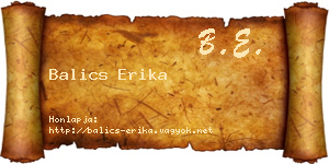 Balics Erika névjegykártya